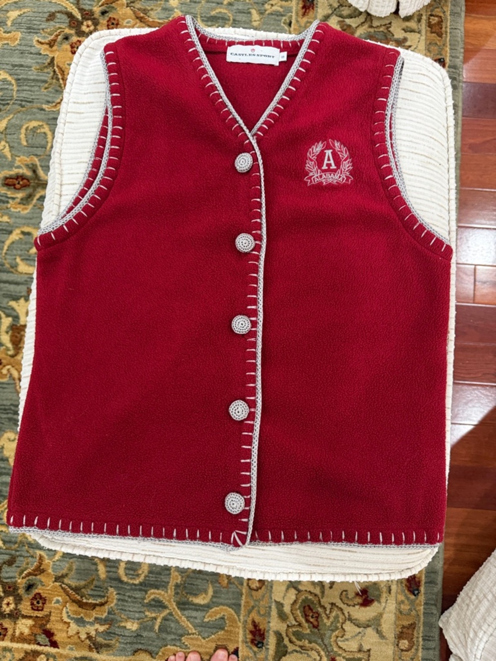 Vintage Alabama Crimson Tide Fleece Vest 90s Castles Sport Red S Preppy Gorpcore